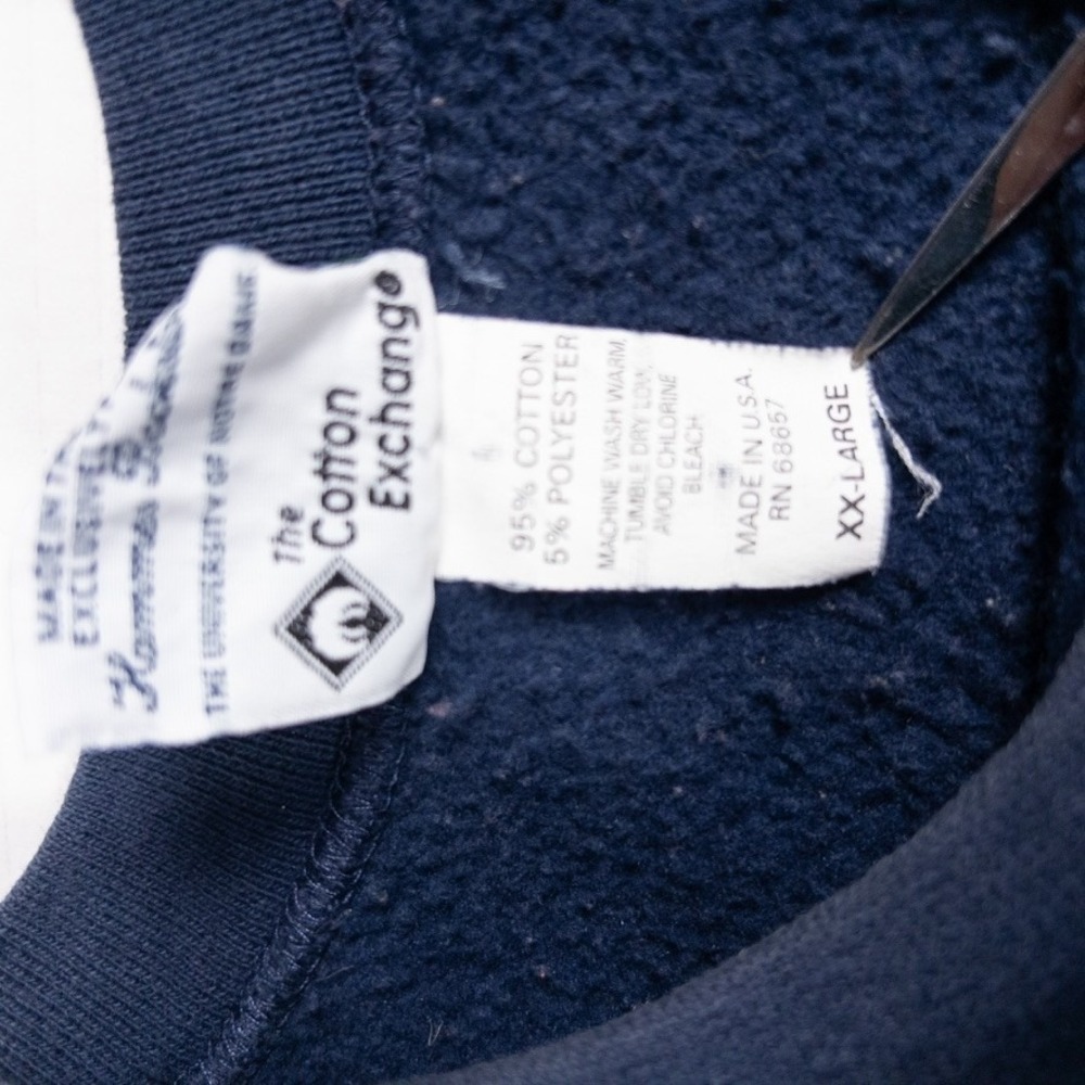 Notre Dame Sweatshirt Mens XXL Blue Satin Patch Crewneck Vintage Made in USA - Picture 4 of 13